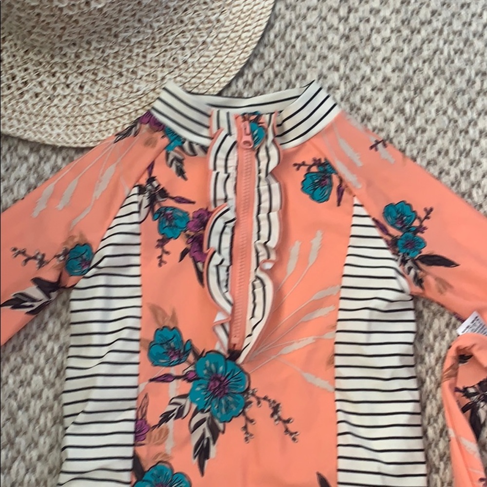 RARE New Jessica Simpson Rashguard Ruffle Swimsuit - Picture 2 of 7